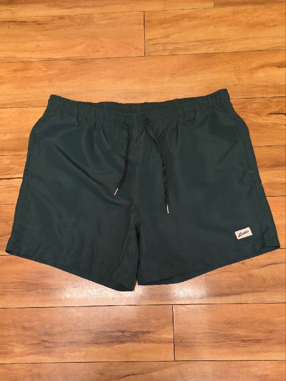 Bather Swim Trunks Quick Dry Mesh Lined Solid Forest Green Size XL